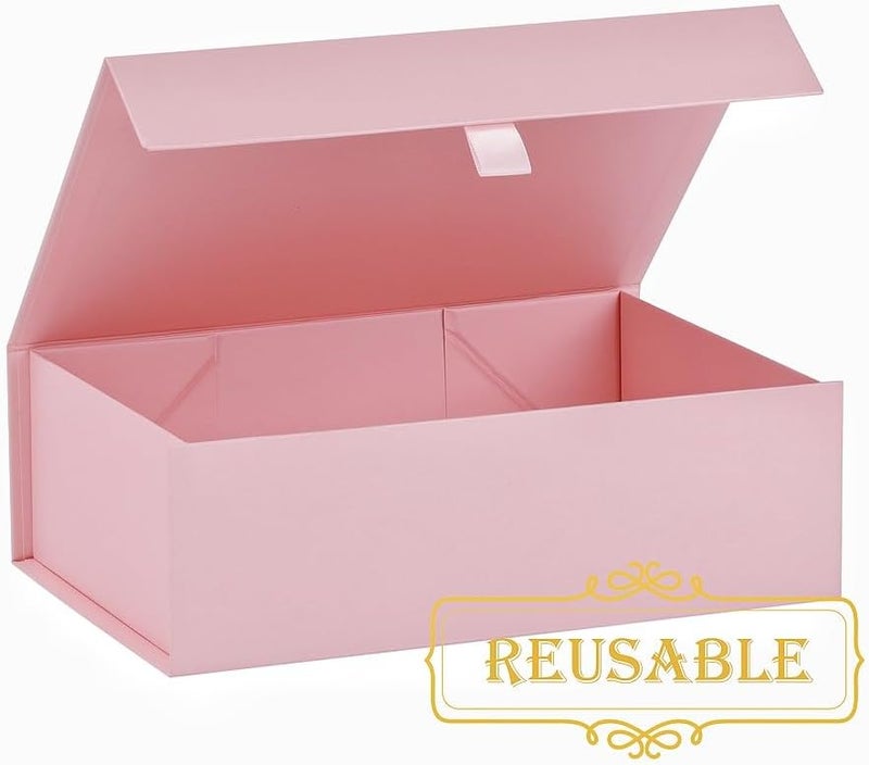 PLINJOY 5 Pcs Pink Gift Box for Presents 10.8x7.5x3.5 Inches Magnetic Gift Boxes with Lid Luxury Gift Box for Rectangle Collapsible for Bridesmaid, Wedding, Birthday Gift Packging - Image 2